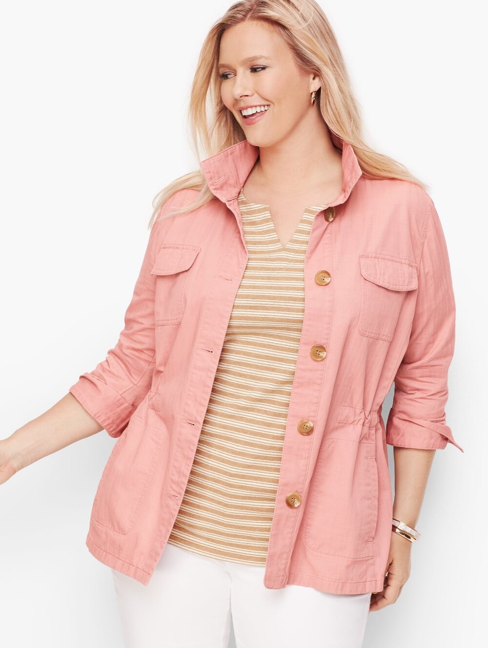 Talbots Dusty Pink Utility Jacket with Front Pockets